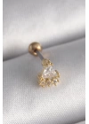 BFS 316L Çelik Gold Renk Üçgen Zirkon Taşlı Tragus Piercing