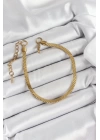 BFS 316L Çelik Gold Renk Yassı Zincir Model Kadın Bileklik