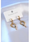 BFS 316L Çelik Gold Renk Yılan Model Zirkon Taşlı Kadın Küpe