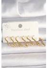 BFS 316L Çelik Gold Renk Yıldız Model Kadın Küpe Seti