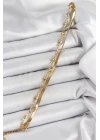 BFS 316L Çelik Gold Renk Yıldız Zincir ve İtalyan Zincirli 2li Kadın Bileklik