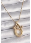 BFS 316L Çelik Gold Renk Zincir Zirkon Taşlı Vintage Model Kadın Kolye