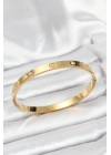 BFS 316L Çelik Gold Renk Zirkon Taşlı 65 mm Kadın Kelepçe Bileklik