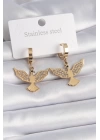 BFS 316L Çelik Gold Renk Zirkon Taşlı Anka Kuşu Model Kadın Küpe