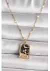 BFS 316L Çelik Gold Renk Zirkon Taşlı Ay Figürlü Tarot Model Kadın Kolye