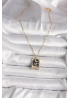 BFS 316L Çelik Gold Renk Zirkon Taşlı Ay Figürlü Tarot Model Kadın Kolye