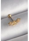 BFS 316L Çelik Gold Renk Zirkon Taşlı Çiçek Tragus Piercing