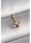 BFS 316L Çelik Gold Renk Zirkon Taşlı Çiçek Tragus Piercing