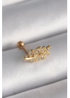 BFS 316L Çelik Gold Renk Zirkon Taşlı Dal Tragus Piercing
