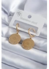 BFS 316L Çelik Gold Renk Zirkon Taşlı Göz İşleme Model Kadın Küpe