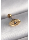BFS 316L Çelik Gold Renk Zirkon Taşlı Göz Tragus Piercing