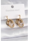 BFS 316L Çelik Gold Renk Zirkon Taşlı Halka Model Kadın Küpe