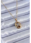 BFS 316L Çelik Gold Renk Zirkon Taşlı Kadın Kolye