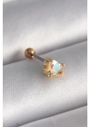 BFS 316L Çelik Gold Renk Zirkon Taşlı Kalp Tragus Piercing