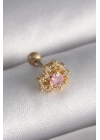 BFS 316L Çelik Gold Renk Zirkon Taşlı Kalp Tragus Piercing