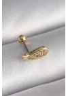 BFS 316L Çelik Gold Renk Zirkon Taşlı Kanat Tragus Piercing