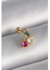 BFS 316L Çelik Gold Renk Zirkon Taşlı Kiraz Tragus Piercing