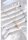 BFS 316L Çelik Gold Renk Zirkon Taşlı Kutup Yıldızı Model Kadın Kolye