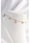 BFS 316L Çelik Gold Renk Zirkon Taşlı Minimal Çapa Tasarımlı Halhal