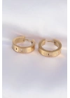 BFS 316L Çelik Gold Renk Zirkon Taşlı Model Halka Küpe