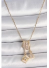 BFS 316L Çelik Gold Renk Zirkon Taşlı Sallantı Fotoğraf Makinası Figür Charm Kadın Kolye