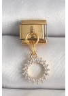 BFS 316L Çelik Gold Renk Zirkon Taşlı Sallantı Güneş Model Nomination Charm
