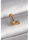 BFS 316L Çelik Gold Renk Zirkon Taşlı Sonsuzluk Model Tragus Piercing