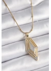 BFS 316L Çelik Gold Renk Zirkon Taşlı Vintage Model Kadın Kolye