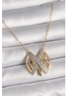 BFS 316L Çelik Gold Renk Zirkon Taşlı Vintage Model Kadın Kolye