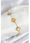 BFS 316L Çelik Gold Zincir Sarı Yonca Bileklik