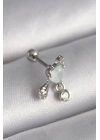BFS 316L Çelik Gümüş Renk Beyaz Minelik Kalp Sallantı Zirkon Taş Detay Tragus Piercing