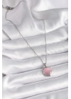 BFS 316L Çelik Gümüş Renk Daire Pembe Sedefli Model Kadın Kolye