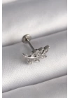 BFS 316L Çelik Gümüş Renk Dal Model Zirkon Taş Detaylı Tragus Piercing