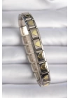 BFS 316L Çelik Gümüş Renk Gold Kalp İşleme Nomination Charm Bileklik