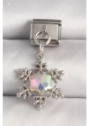 BFS 316L Çelik Gümüş Renk Hologram Mineli Kar Tanesi Model Nomination Charm