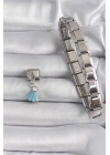 BFS 316L Çelik Gümüş Renk Mavi Renk Sallantı Elbise Model Nomination Charm