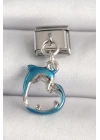 BFS 316L Çelik Gümüş Renk Mavi Yunus Model Nomination Charm