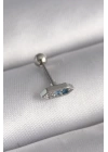 BFS 316L Çelik Gümüş Renk Mavi Zirkon Taşlı Tragus Piercing