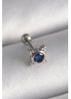 BFS 316L Çelik Gümüş Renk Mavi Zirkon Taşlı Tragus Piercing