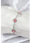 BFS 316L Çelik Gümüş Renk Pembe Baby Boy Yonca Kadın Bileklik
