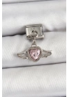 BFS 316L Çelik Gümüş Renk Pembe Kanatlı Kalp Model Nomination Charm