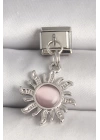 BFS 316L Çelik Gümüş Renk Pembe Mineli Güneş Model Nomination Charm