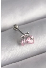 BFS 316L Çelik Gümüş Renk Pembe Zirkon Taşlı Kalp Tragus Piercing