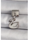 BFS 316L Çelik Gümüş Renk Sallantı Beyaz Kuğu Model Nomination Charm