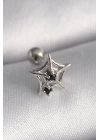 BFS 316L Çelik Gümüş Renk Siyah Zirkon Taş Detay Örümcek Ağ Model Tragus Piercing