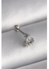 BFS 316L Çelik Gümüş Renk Üçgen Zirkon Taşlı Tragus Piercing