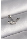 BFS 316L Çelik Gümüş Renk Zirkon Taş Detay Kanat Model Tragus Piercing