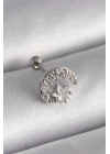BFS 316L Çelik Gümüş Renk Zirkon Taşlı Ay Yıldız Tragus Piercing