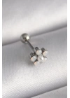 BFS 316L Çelik Gümüş Renk Zirkon Taşlı Çiçek Model Tragus Piercing