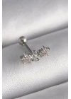 BFS 316L Çelik Gümüş Renk Zirkon Taşlı Çiçek Tragus Piercing